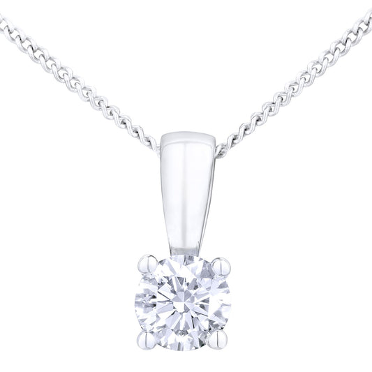18ct White Gold  1/4ct Diamond Solitaire Pendant Necklace 18 inch - PP0AXL4203W18JPK