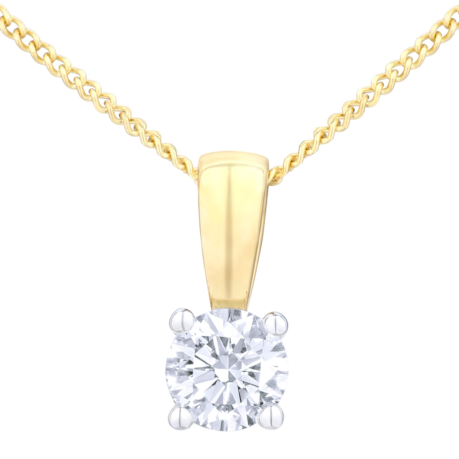 18ct Gold  Round 1/4ct Diamond Solitaire Pendant Necklace 18 inch - PP0AXL4203Y18GVS