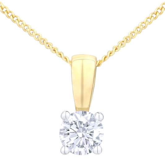 18ct Gold  Round 1/4ct Diamond Solitaire Pendant Necklace 18 inch - PP0AXL4203Y18HSI