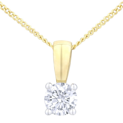 18ct Gold  Round 1/4ct Diamond Solitaire Pendant Necklace 18 inch - PP0AXL4203Y18HSI