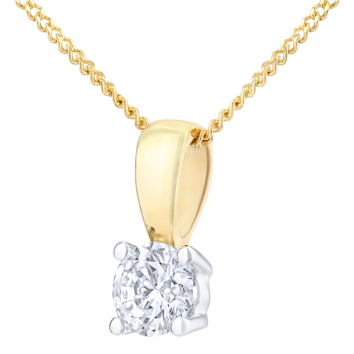 18ct Gold  Round 1/4ct Diamond Solitaire Pendant Necklace 18 inch - PP0AXL4203Y18JPK