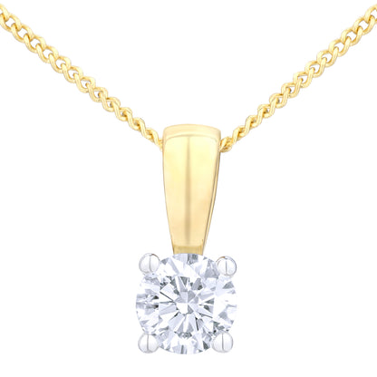 18ct Gold  Round 1/4ct Diamond Solitaire Pendant Necklace 18 inch - PP0AXL4203Y18JPK