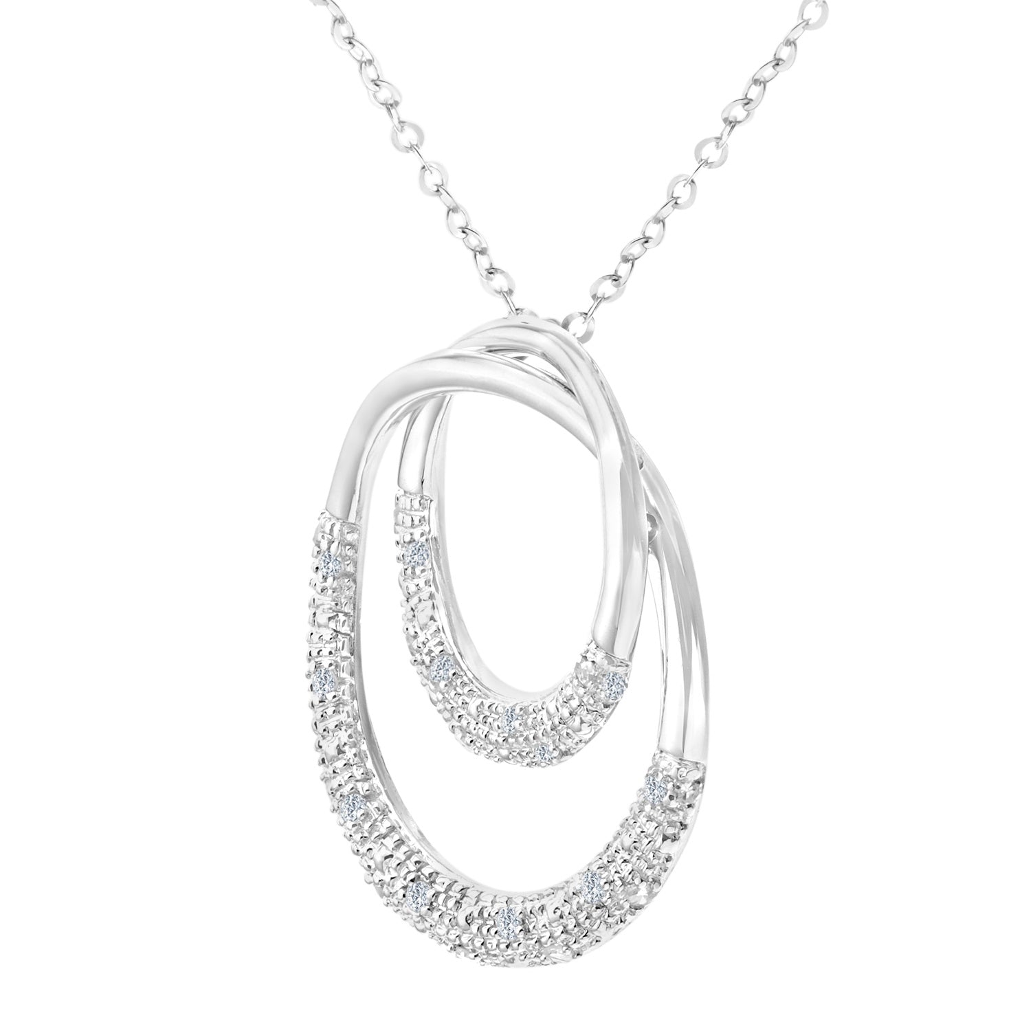 9ct White Gold  10pts Diamond Circle Pendant Necklace 18 inch - PP0AXL4217W