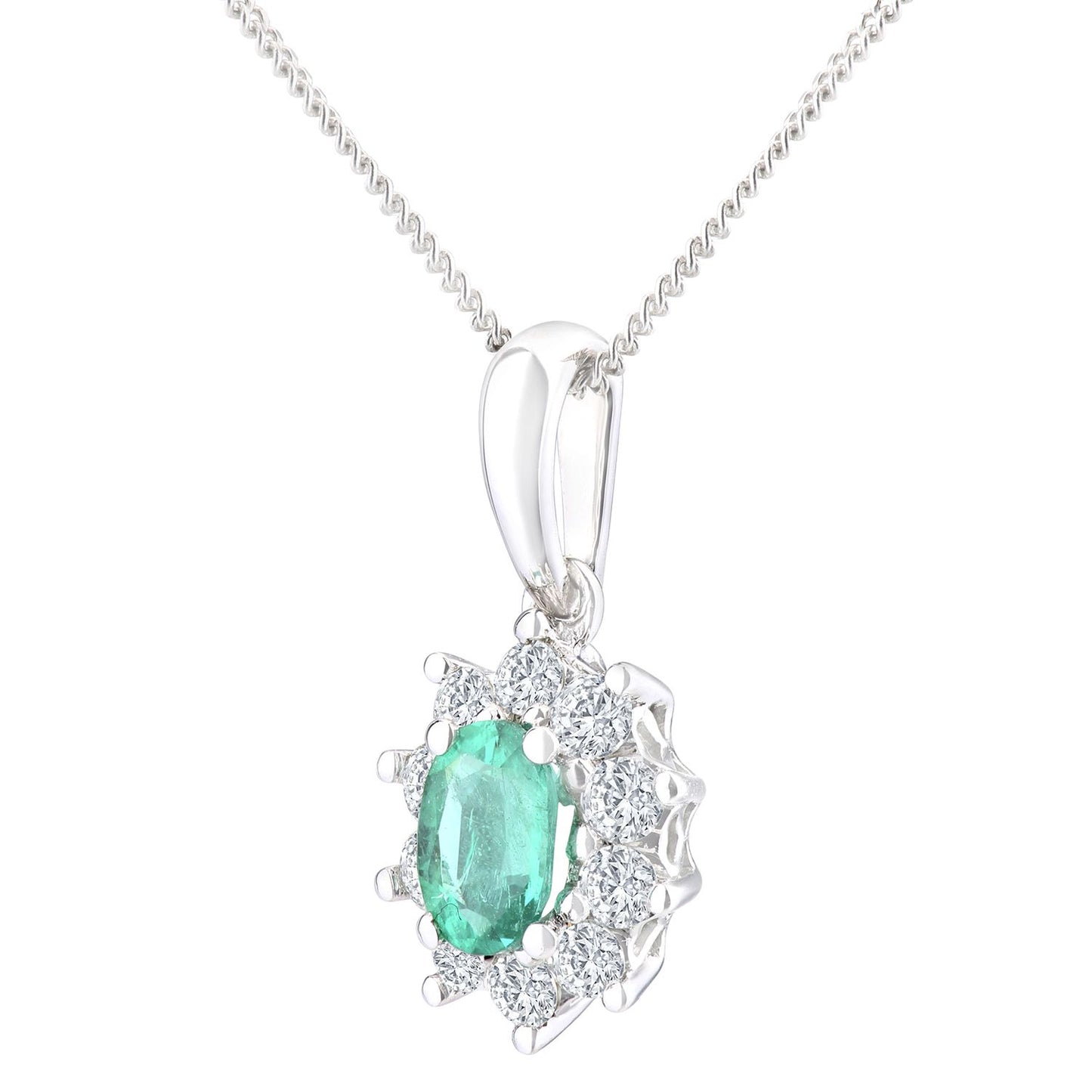 18ct White Gold  0.35ct Diamond Cluster Pendant Necklace 18 inch - PP0AXL4379WEM