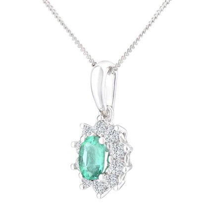 18ct White Gold  0.35ct Diamond Cluster Pendant Necklace 18 inch - PP0AXL4379WEM