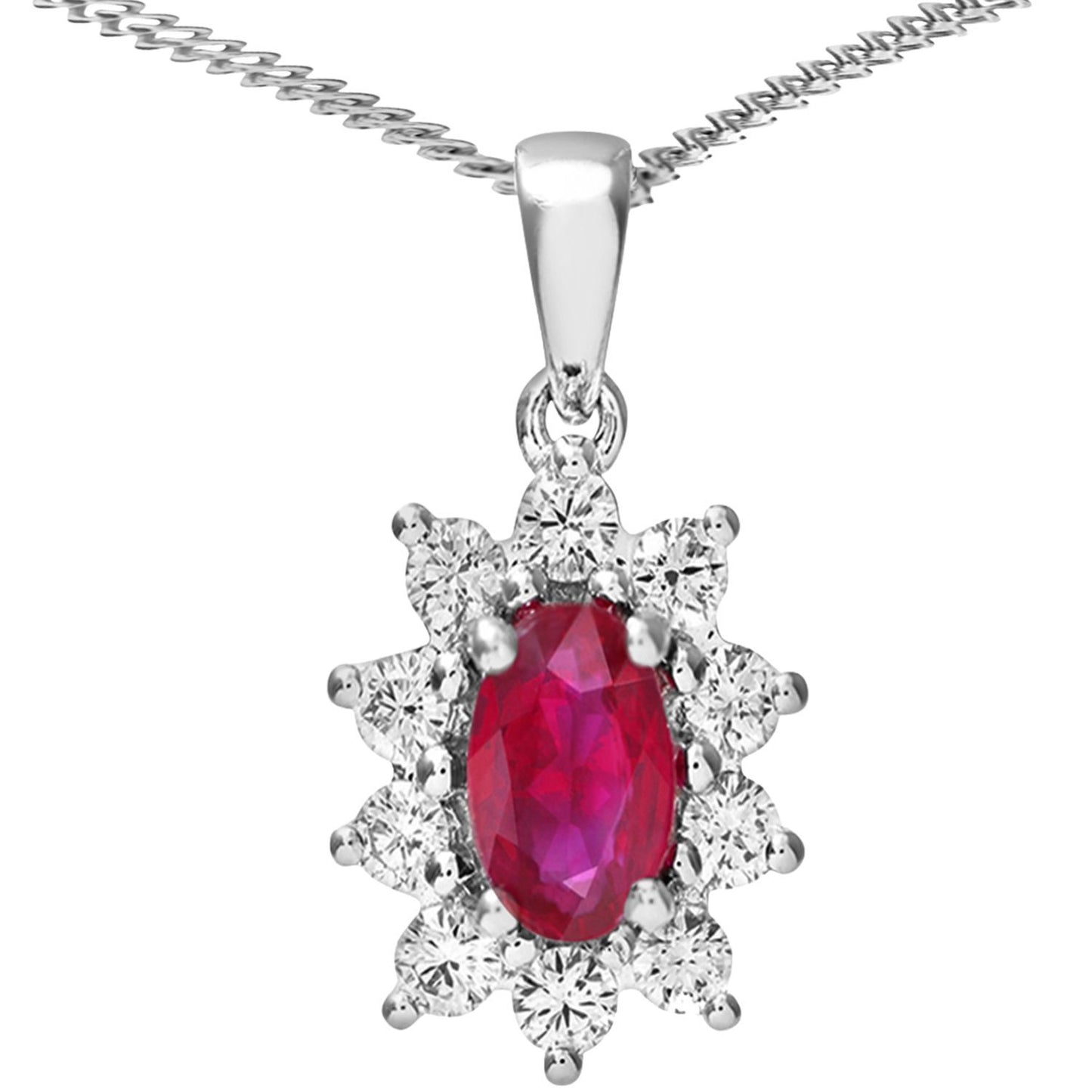 18ct White Gold  0.35ct Diamond Cluster Pendant Necklace 18 inch - PP0AXL4379WRU