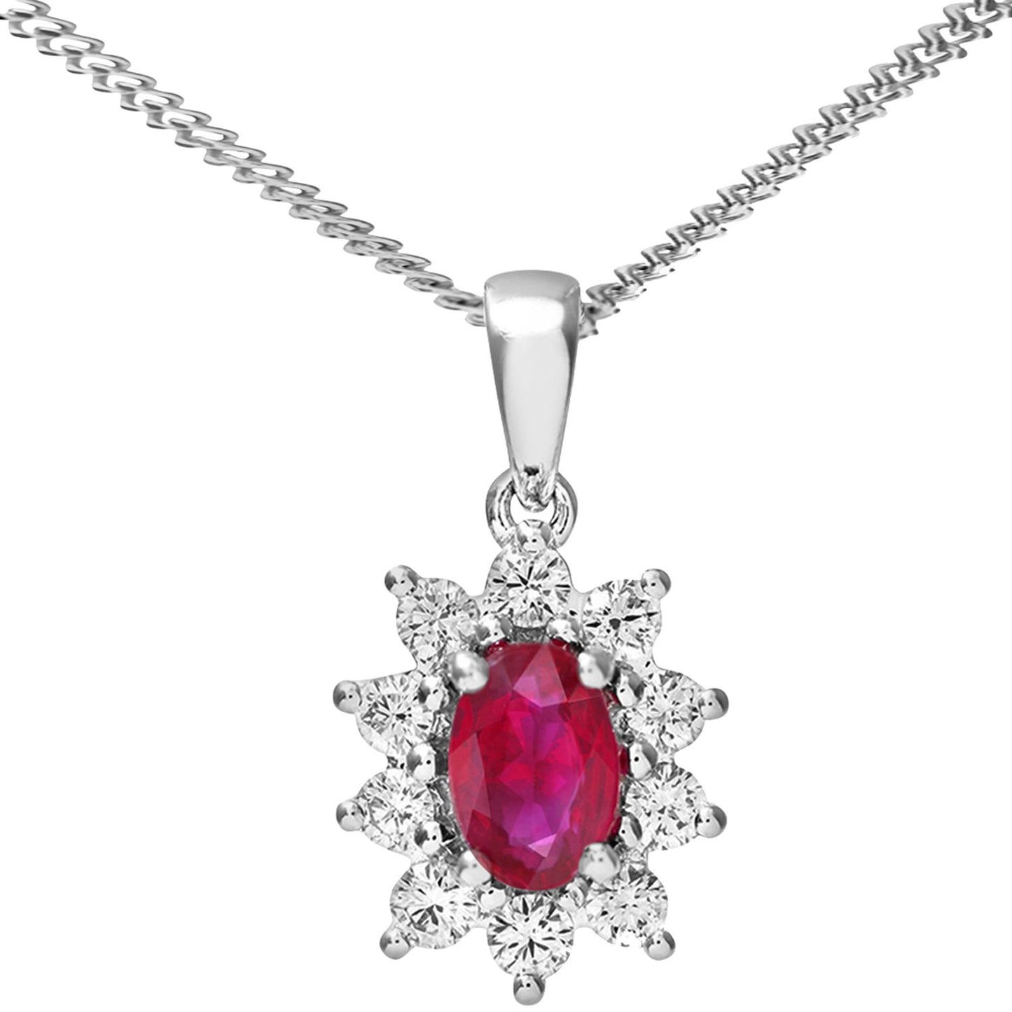18ct White Gold  0.35ct Diamond Cluster Pendant Necklace 18 inch - PP0AXL4379WRU