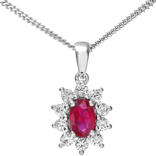 18ct White Gold  0.35ct Diamond Cluster Pendant Necklace 18 inch - PP0AXL4379WRU