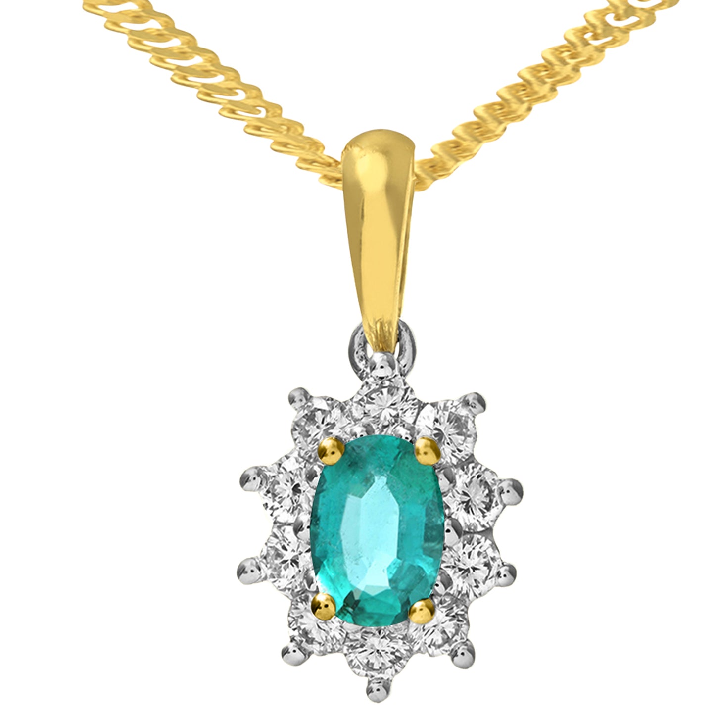 18ct Gold  Round 0.35ct Diamond Cluster Pendant Necklace 18 inch - PP0AXL4379YEM