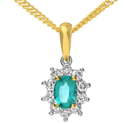 18ct Gold  Round 0.35ct Diamond Cluster Pendant Necklace 18 inch - PP0AXL4379YEM