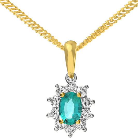 18ct Gold  Round 0.35ct Diamond Cluster Pendant Necklace 18 inch - PP0AXL4379YEM