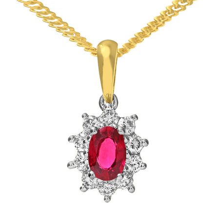 18ct Gold  Round 0.35ct Diamond Cluster Pendant Necklace 18 inch - PP0AXL4379YRU