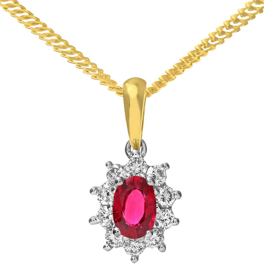 18ct Gold  Round 0.35ct Diamond Cluster Pendant Necklace 18 inch - PP0AXL4379YRU