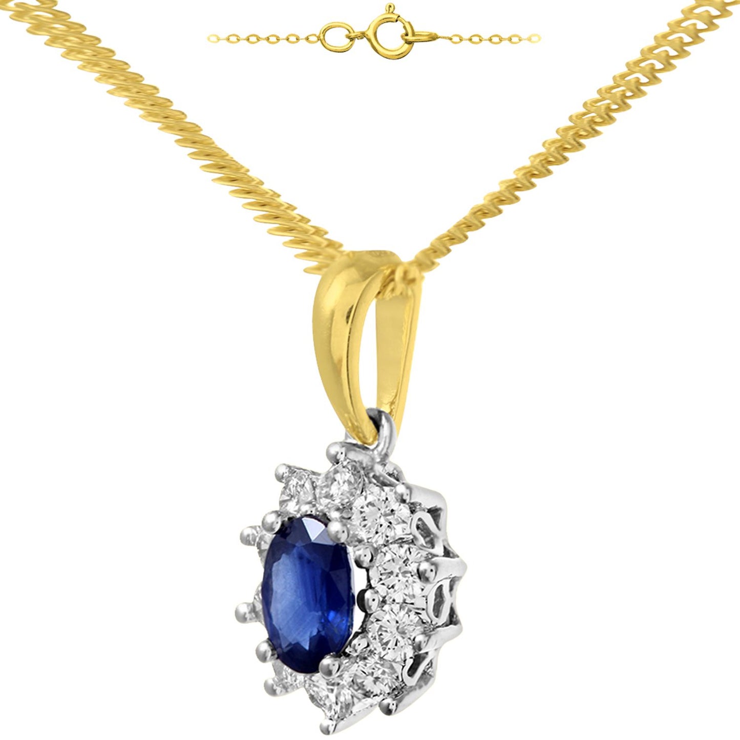18ct Gold  Round 0.35ct Diamond Cluster Pendant Necklace 18 inch - PP0AXL4379YSA