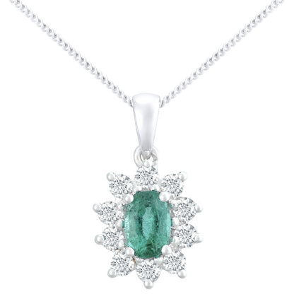 18ct White Gold  1/3ct Diamond Cluster Pendant Necklace 18 inch - PP0AXL4387WEM
