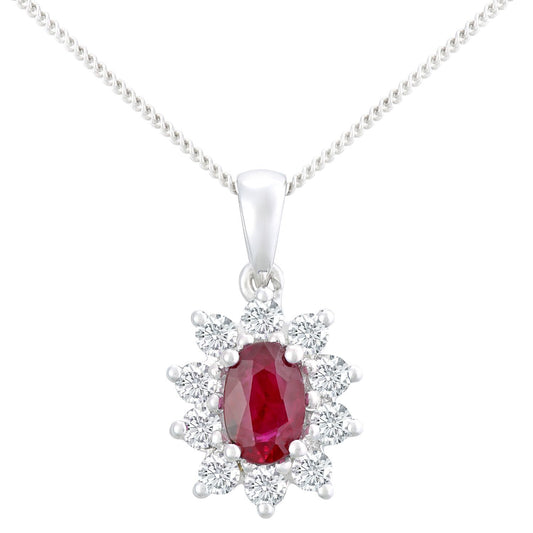 18ct White Gold  1/3ct Diamond Cluster Pendant Necklace 18 inch - PP0AXL4387WRU