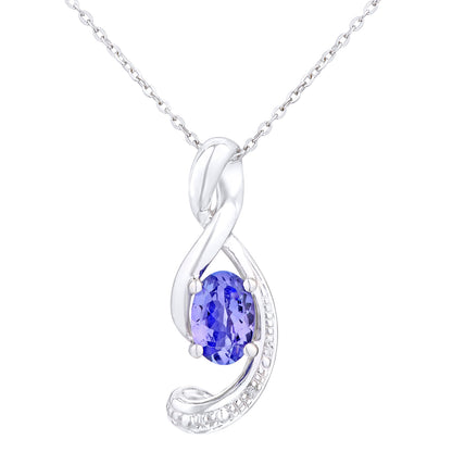 9ct White Gold  Diamond Oval 1/2ct Tanzanite Twist Necklace 18" - PP0AXL4418WTanz