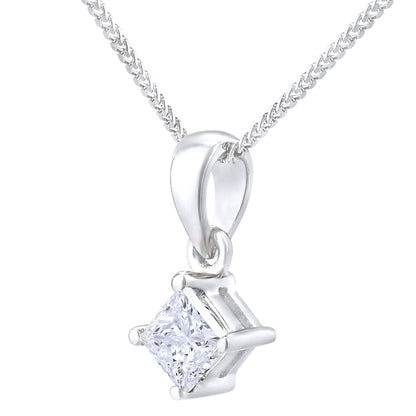 Platinum  Princess 1/4ct Diamond Solitaire Pendant Necklace 18" - PP0AXL4835PTJPK