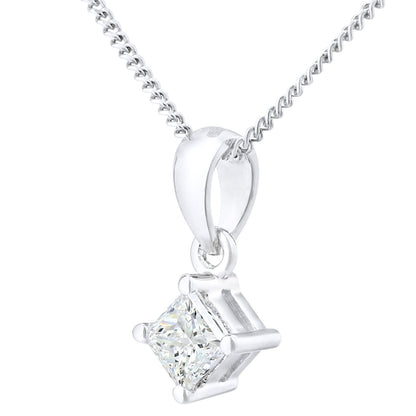 18ct White Gold  Princess 1/4ct Diamond Solitaire Necklace 18" - PP0AXL4835W18JPK