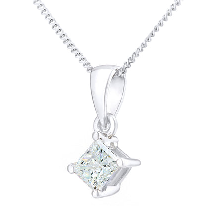 18ct White Gold  Princess 1/3ct Diamond Solitaire Necklace 18" - PP0AXL4836W18JPK
