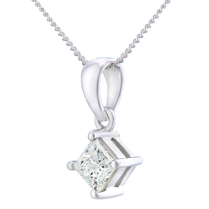 18ct White Gold  Princess 1/2ct Diamond Solitaire Necklace 18" - PP0AXL4837W18JSI