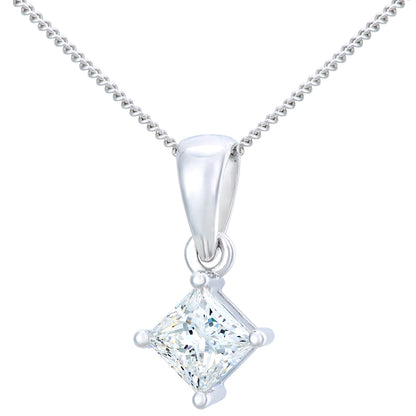 Platinum  Princess 3/4ct Diamond Solitaire Pendant Necklace 18" - PP0AXL4838PTJPK