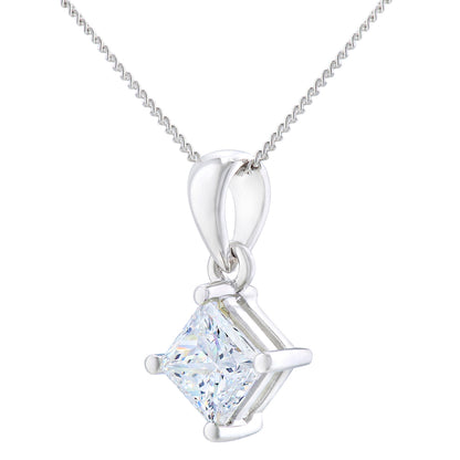 Platinum  Princess 1ct Diamond Solitaire Pendant Necklace 18 inch - PP0AXL4839PTJPK