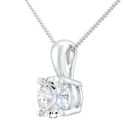 Platinum  Round 1.5ct Diamond Solitaire Pendant Necklace 18 inch - PP0AXL4969PTJPK