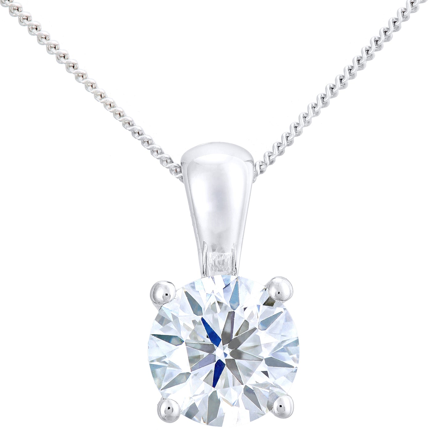 Platinum  Round 1.5ct Diamond Solitaire Pendant Necklace 18 inch - PP0AXL4969PTJPK