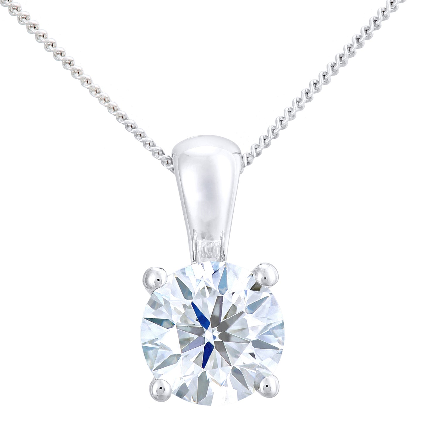 18ct White Gold  1.5ct Diamond Solitaire Pendant Necklace 18 inch - PP0AXL4969W18JPK