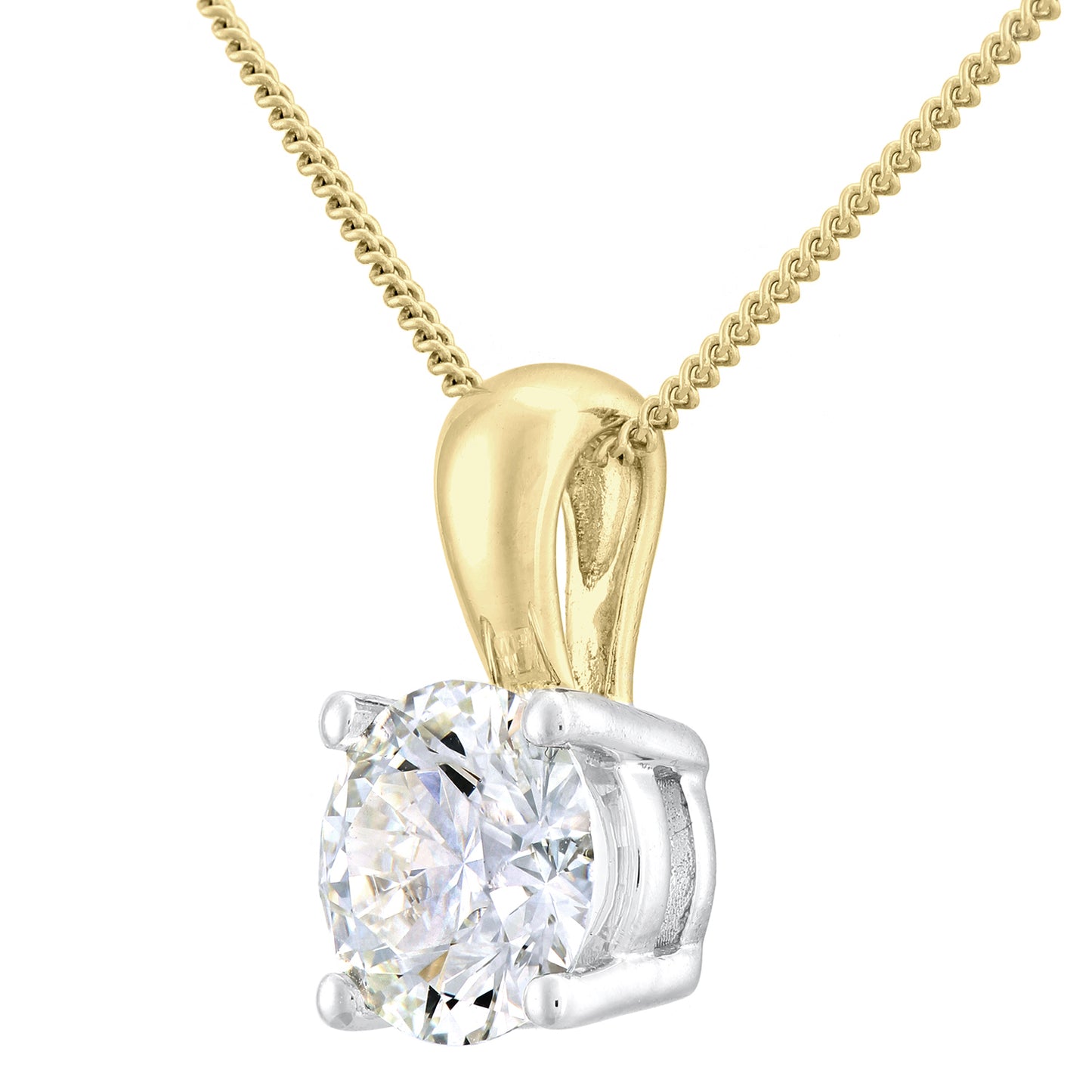 18ct Gold  Round 1.5ct Diamond Solitaire Pendant Necklace 18 inch - PP0AXL4969Y18JPK