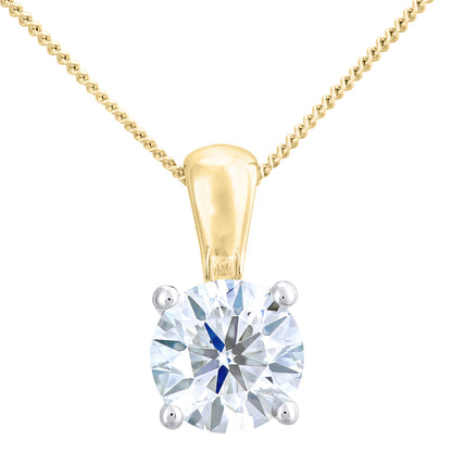 18ct Gold  Round 1.5ct Diamond Solitaire Pendant Necklace 18 inch - PP0AXL4969Y18JPK