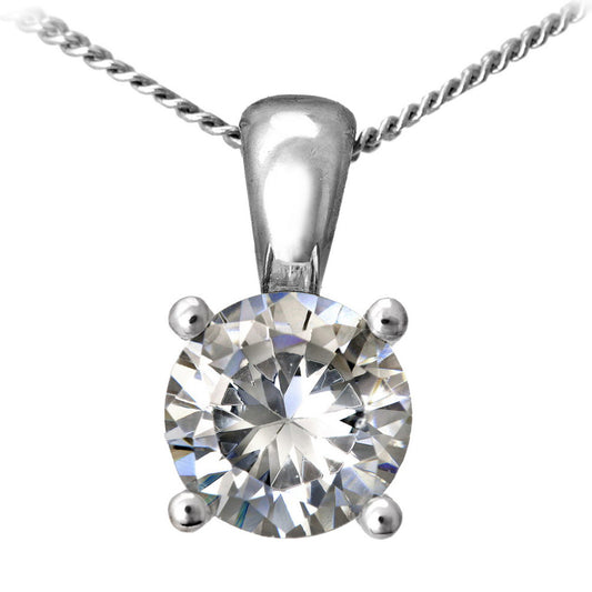 Platinum  Round 2ct Diamond Solitaire Pendant Necklace 18 inch - PP0AXL4970PTJPK