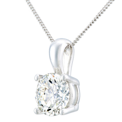 18ct White Gold  2ct Diamond Solitaire Pendant Necklace 18 inch - PP0AXL4970W18JPK