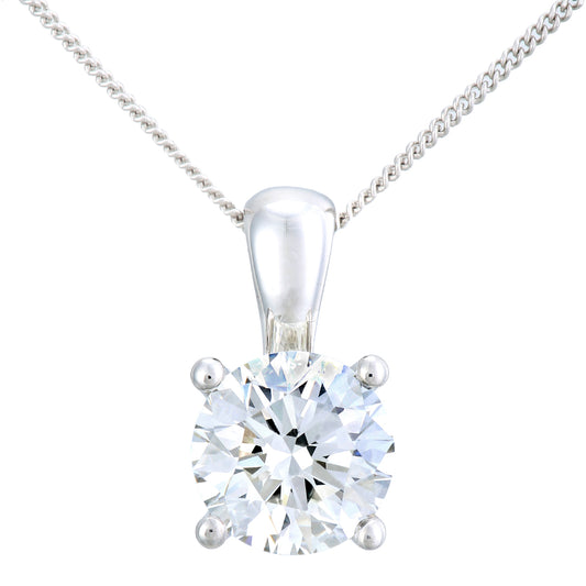 18ct White Gold  2ct Diamond Solitaire Pendant Necklace 18 inch - PP0AXL4970W18JPK