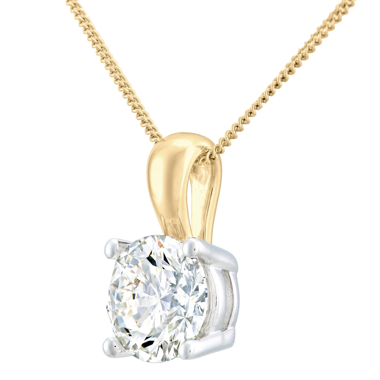 18ct Gold  Round 2ct Diamond Solitaire Pendant Necklace 18 inch - PP0AXL4970Y18JPK