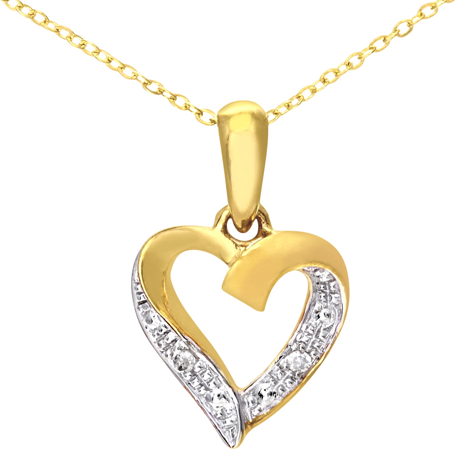 9ct Gold  Round 1pts Diamond Heart Pendant Necklace 18 inch - PP0AXL5058Y