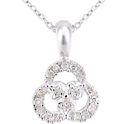 9ct White Gold  Diamond Twisted Pretzel Trilogy Rings Necklace 18" - PP0AXL5922W