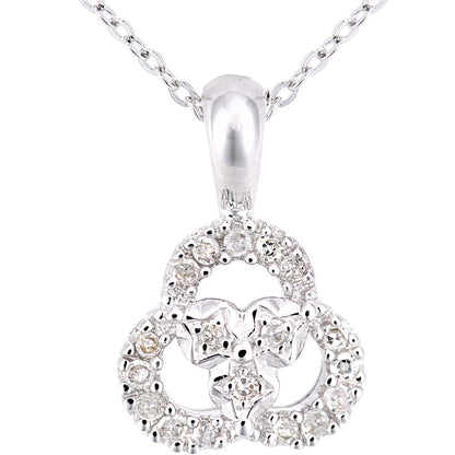 9ct White Gold  Diamond Twisted Pretzel Trilogy Rings Necklace 18" - PP0AXL5922W