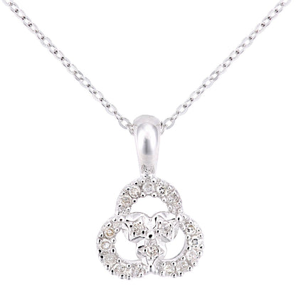 9ct White Gold  Diamond Twisted Pretzel Trilogy Rings Necklace 18" - PP0AXL5922W