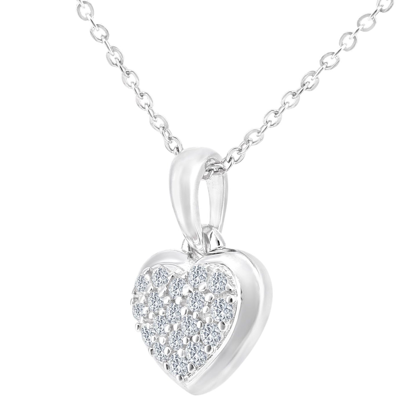 9ct White Gold  Round 10pts Diamond Heart Pendant Necklace 18 inch - PP0AXL5923W