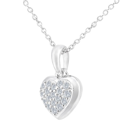 9ct White Gold  Round 10pts Diamond Heart Pendant Necklace 18 inch - PP0AXL5923W