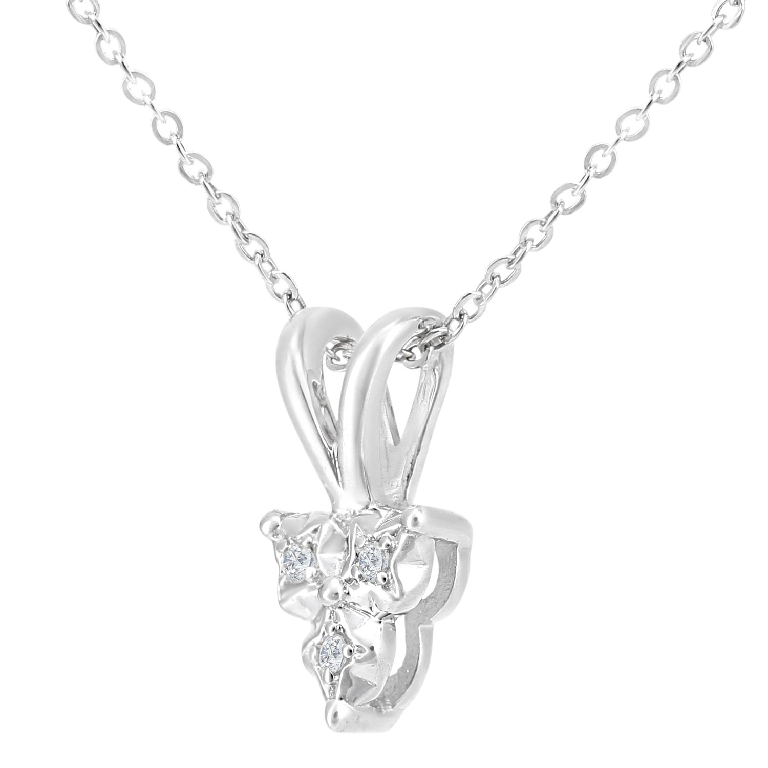 9ct White Gold  2pts Diamond Trilogy Pendant Necklace 18 inch - PP0AXL5927W