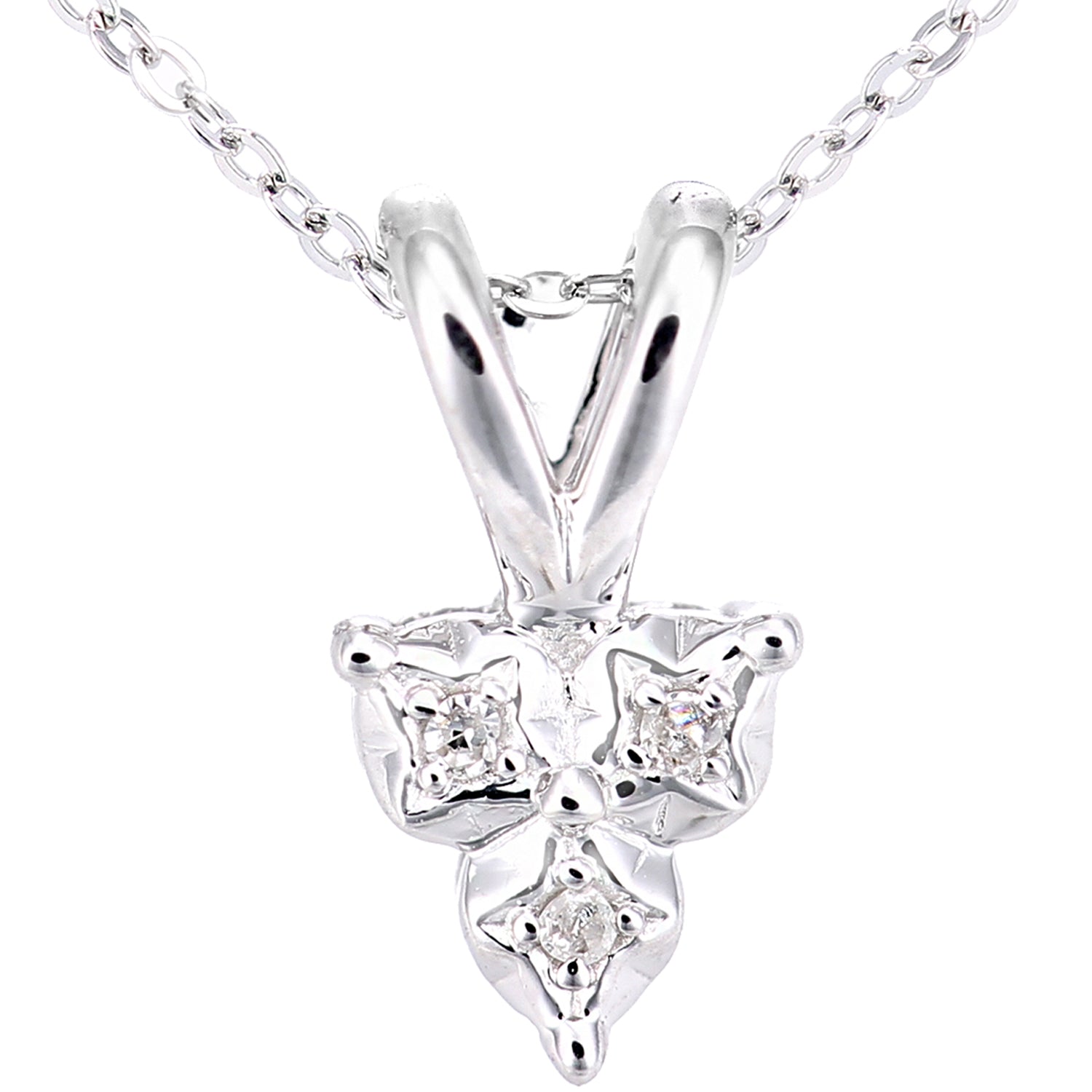 9ct White Gold  2pts Diamond Trilogy Pendant Necklace 18 inch - PP0AXL5927W