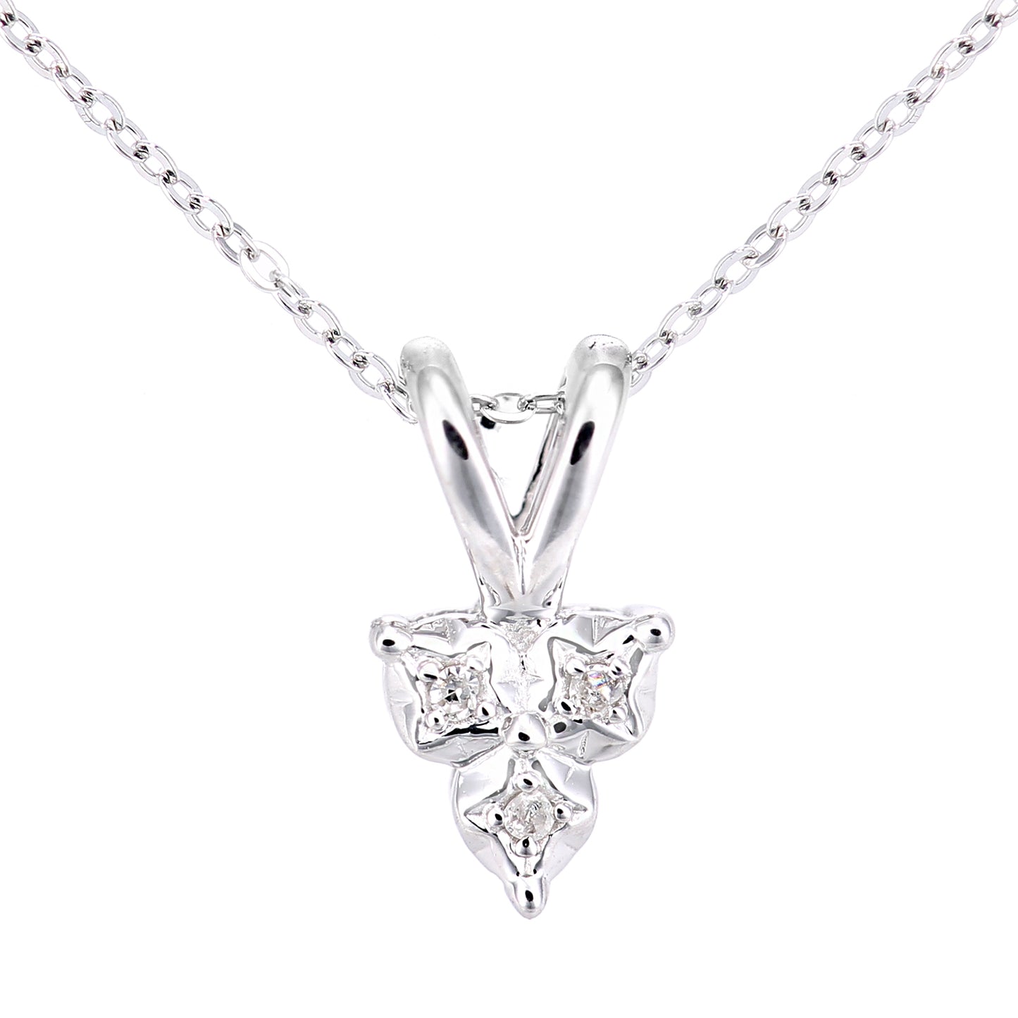 9ct White Gold  2pts Diamond Trilogy Pendant Necklace 18 inch - PP0AXL5927W