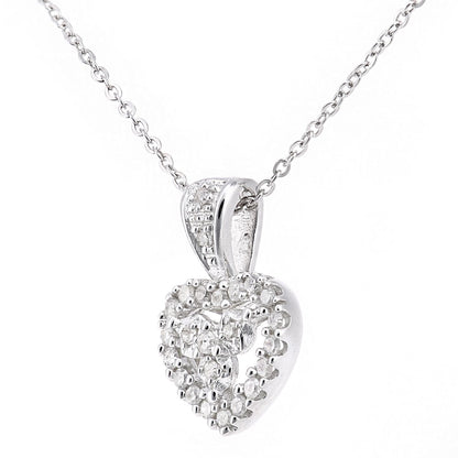 9ct White Gold  Round 12pts Diamond Heart Pendant Necklace 18 inch - PP0AXL5928W