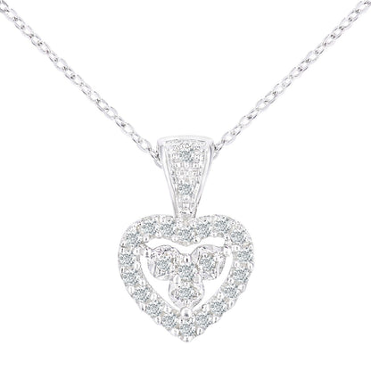 9ct White Gold  Round 12pts Diamond Heart Pendant Necklace 18 inch - PP0AXL5928W