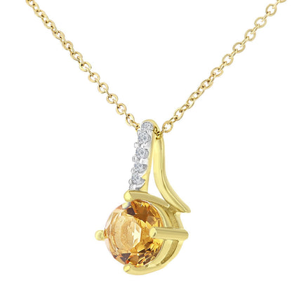 9ct Gold  2pts Diamond 0.39ct Citrine Kiss Crossover Necklace 18" - PP0AXL5929YCT