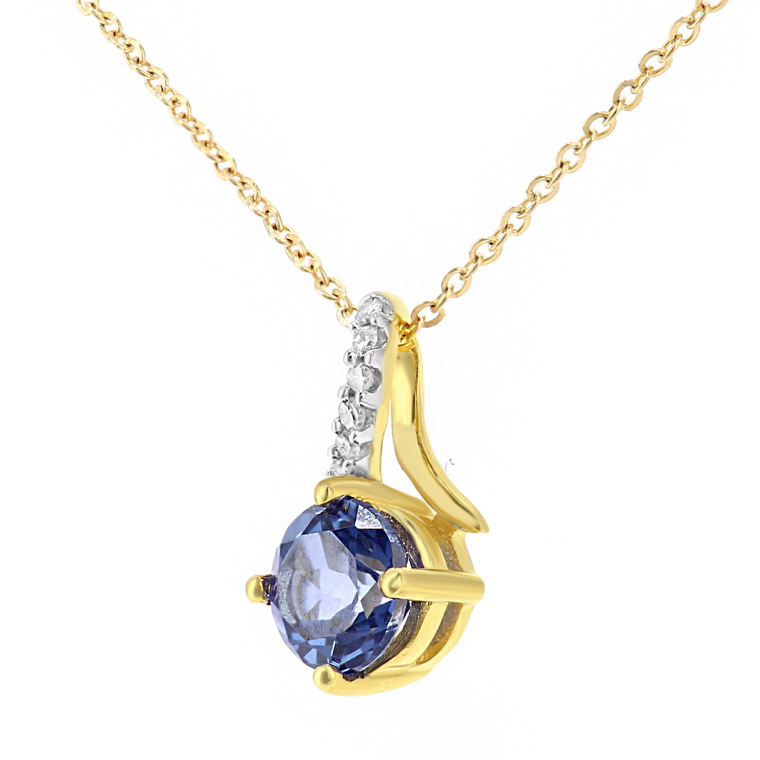 9ct Gold  3pts Diamond 0.72ct Tanzanite Kiss Necklace 18" - PP0AXL5929YCTZ