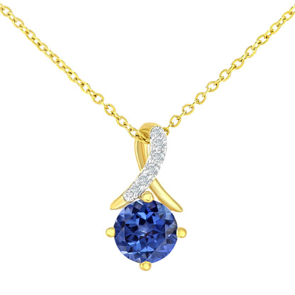 9ct Gold  3pts Diamond 0.72ct Tanzanite Kiss Necklace 18" - PP0AXL5929YCTZ